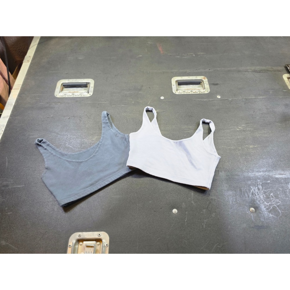 Intimissimi Set of 2 Cotton Crop Top Bralettes Blue Grey Made in Italy